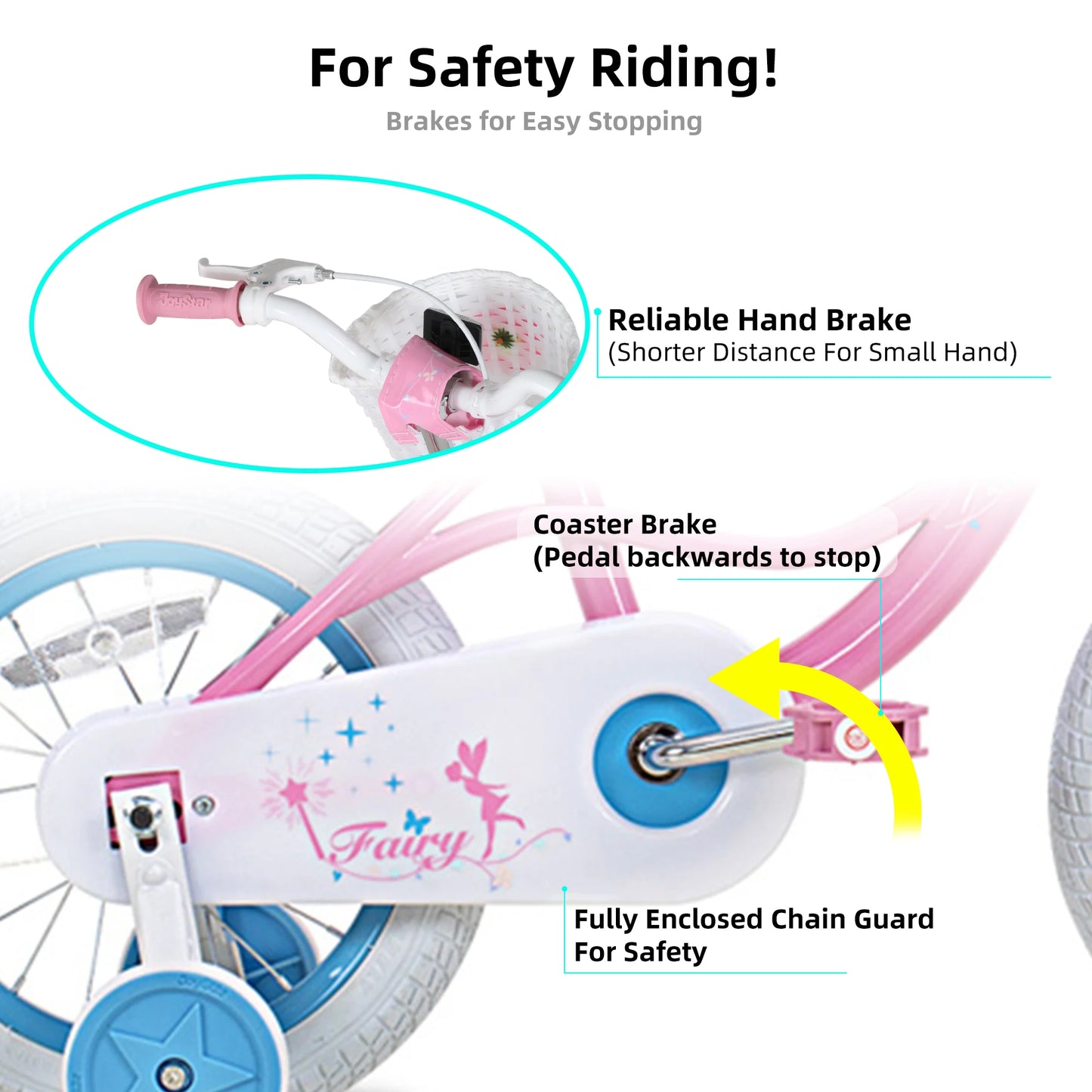 Joystar Girls Bike for Toddlers and Kids Ages 2 to 8 Years 12 14 16 18 Inch Kids Bike with Training Wheels Handbrake and Basket