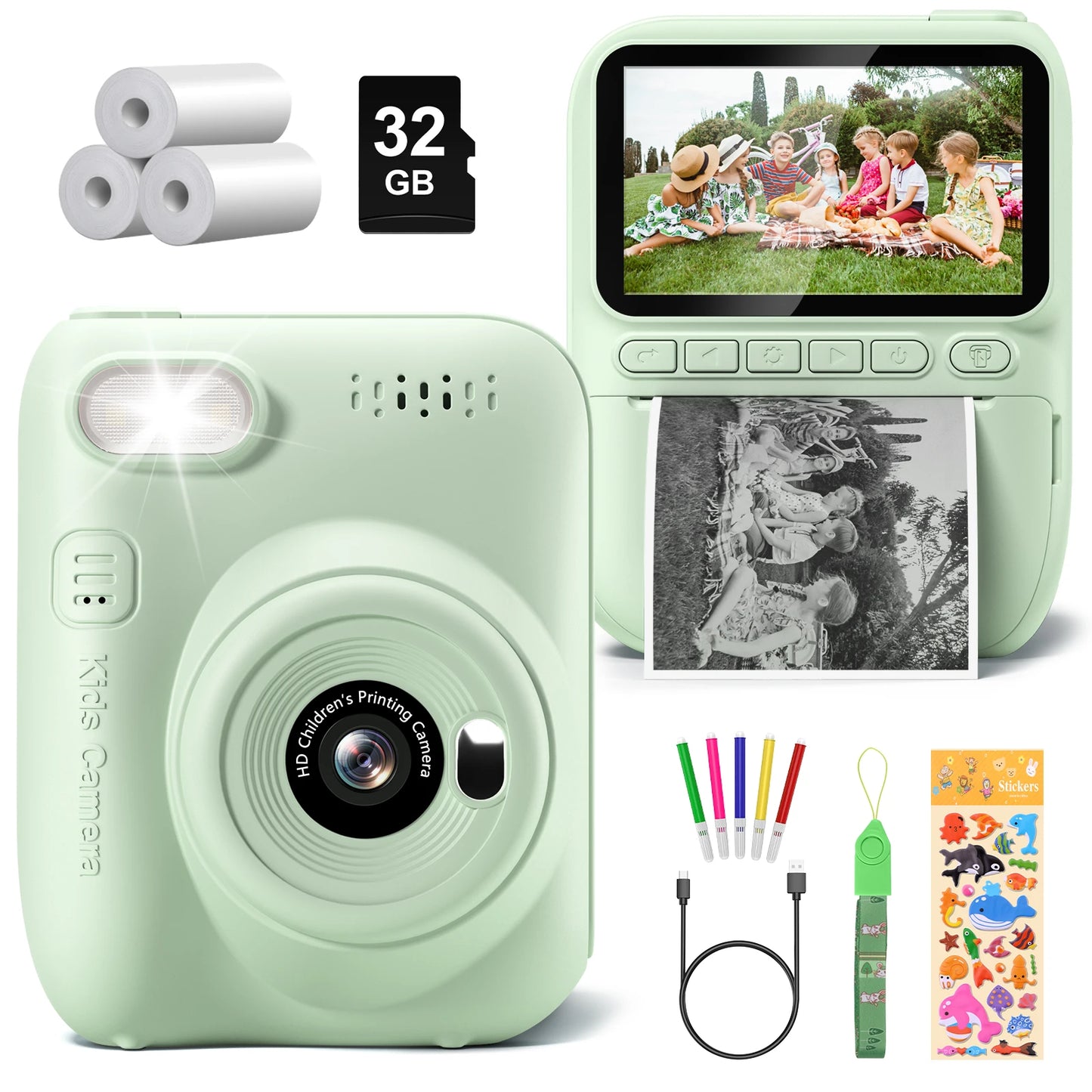 Gofunly Kids Instant Print Camera 3 Inch Mini Digital 1080P