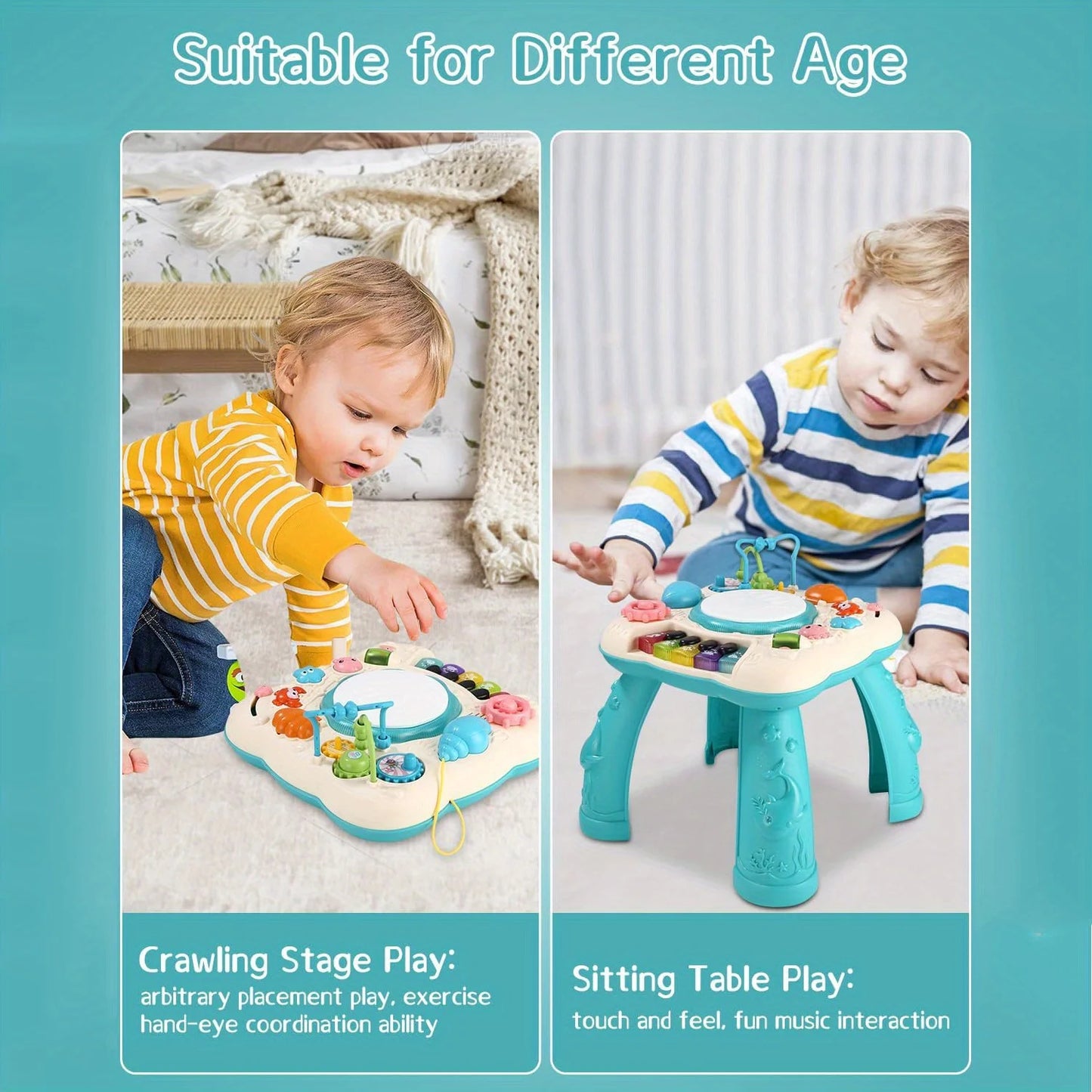 Child Activity Table Musical Instrument Game Educational Learning Toy Multi Functional Activity Center With Accessories