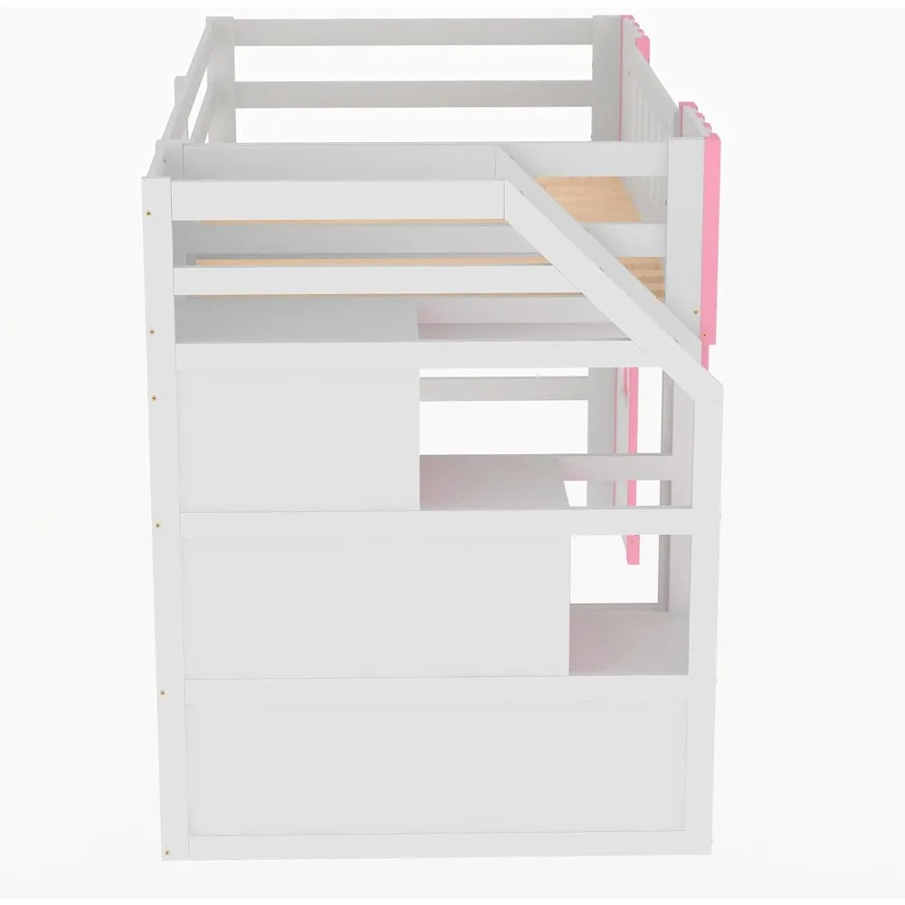 Harper Twin Loft Bed With Storage Staircase And Window