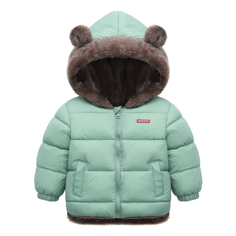 Hooded Baby Winter Jacket for Boys and Girls Cotton Padded Coat