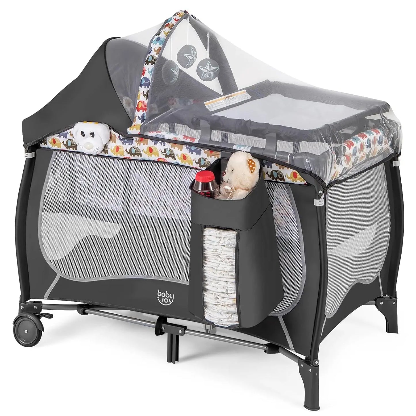 4 In 1 Pack And Play Baby Playard With Bassinet And Canopy