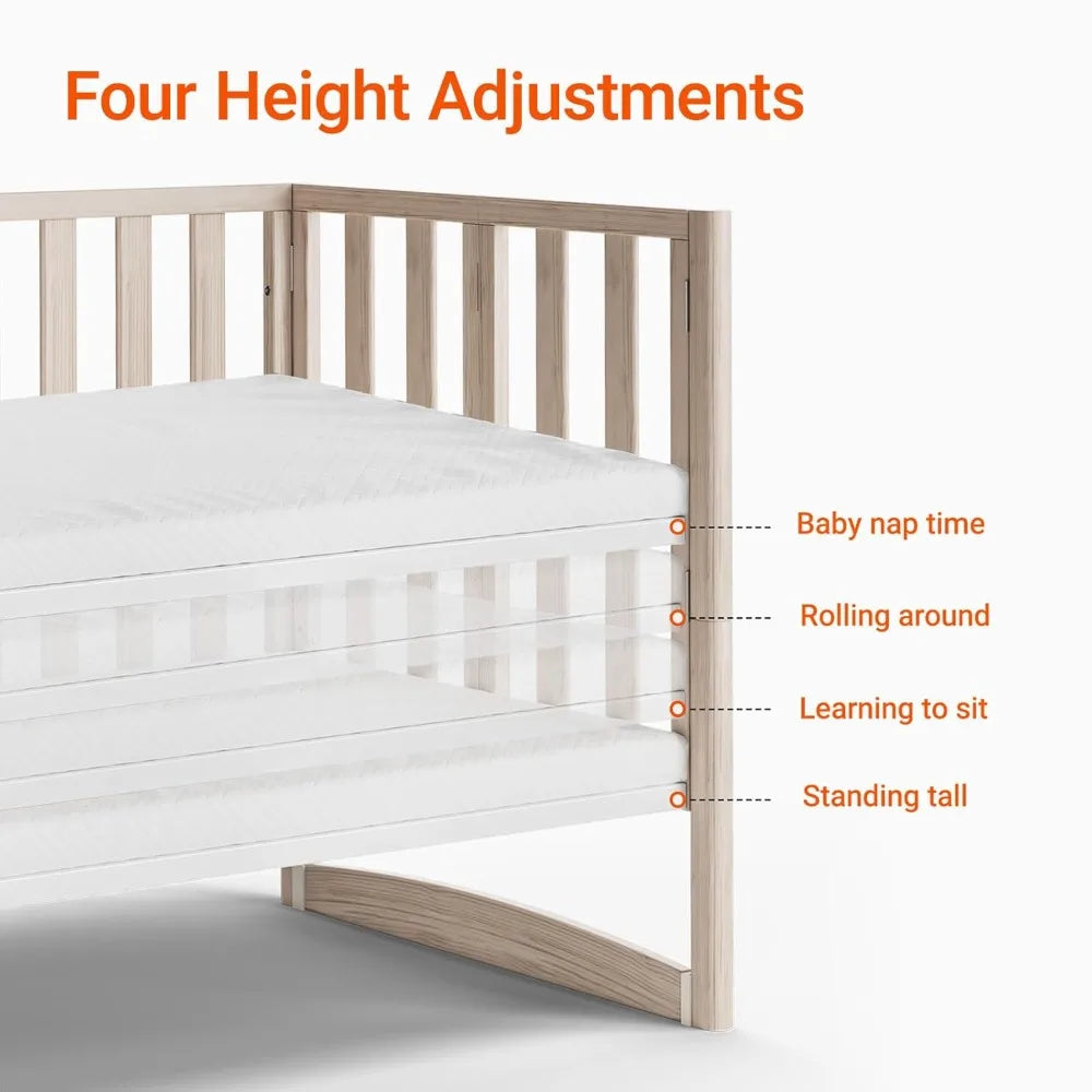 EvoNook 6 In 1 Convertible Mini Crib With Wheels Easy Build