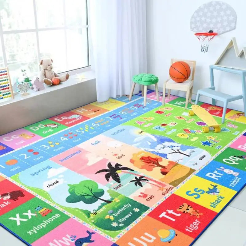 Lochas Kids Play Rug Educational Fun Carpet Gaming Area Rugs for Kids Room Bedroom Playroom Blue Colorful