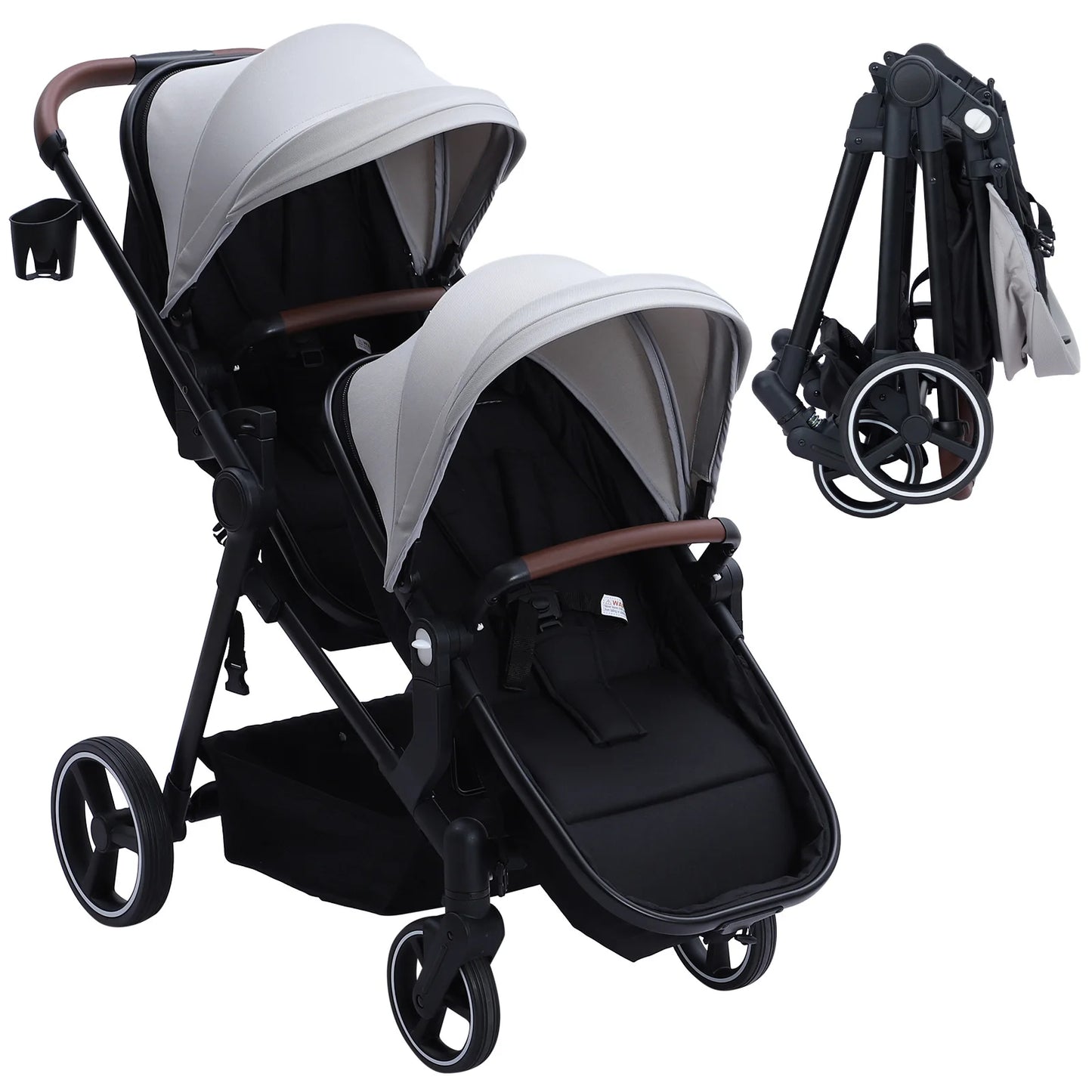 Double Tandem Stroller for Infants and Toddlers Non Foldable