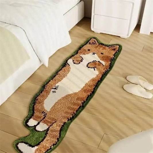 Washable Cat Rug 1.3 By 3.9 Ft Irregular Cartoon Rug Bedroom