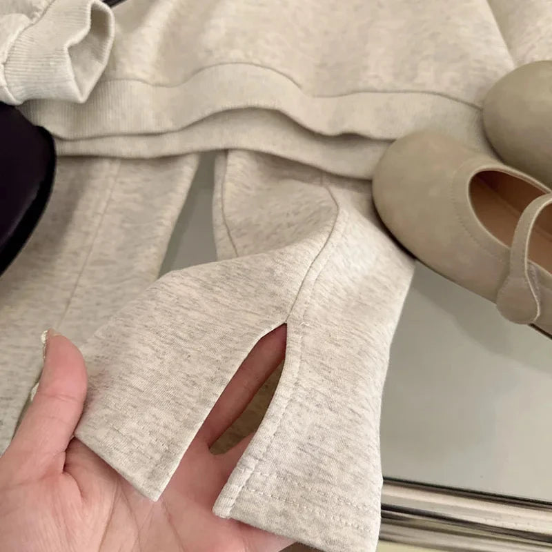 Girls Spring Hoodies Set 3 To 7Y Korean Baby Doll Collar Hoodie Pants