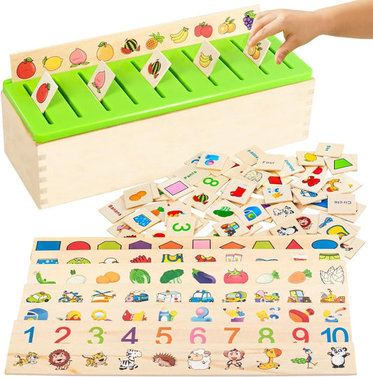 Wooden Montessori Sorting Toys For Preschool Learning Box