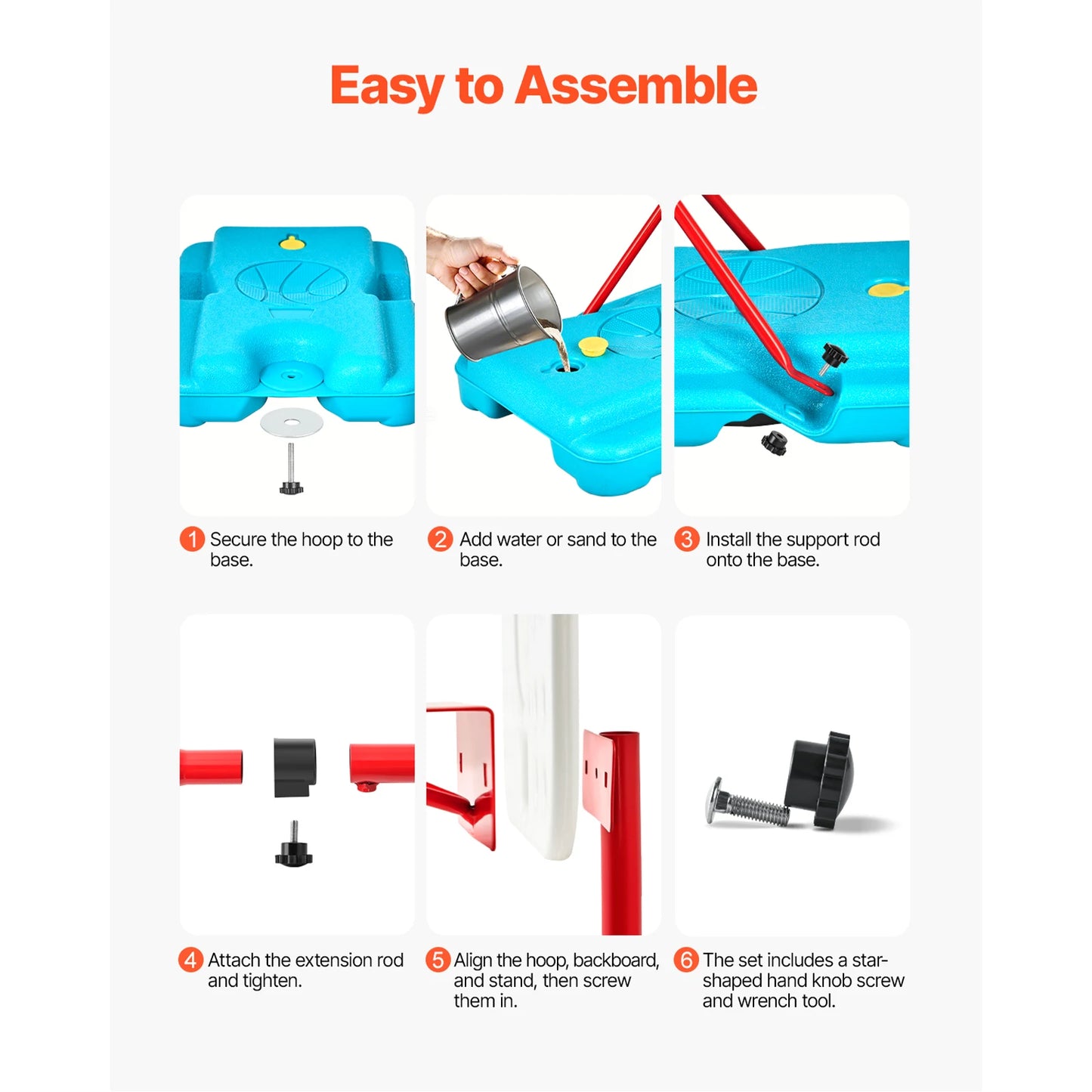 Vevor Adjustable Basketball Hoop for Kids 104 to 190CM Indoor Outdoor Sports Equipment