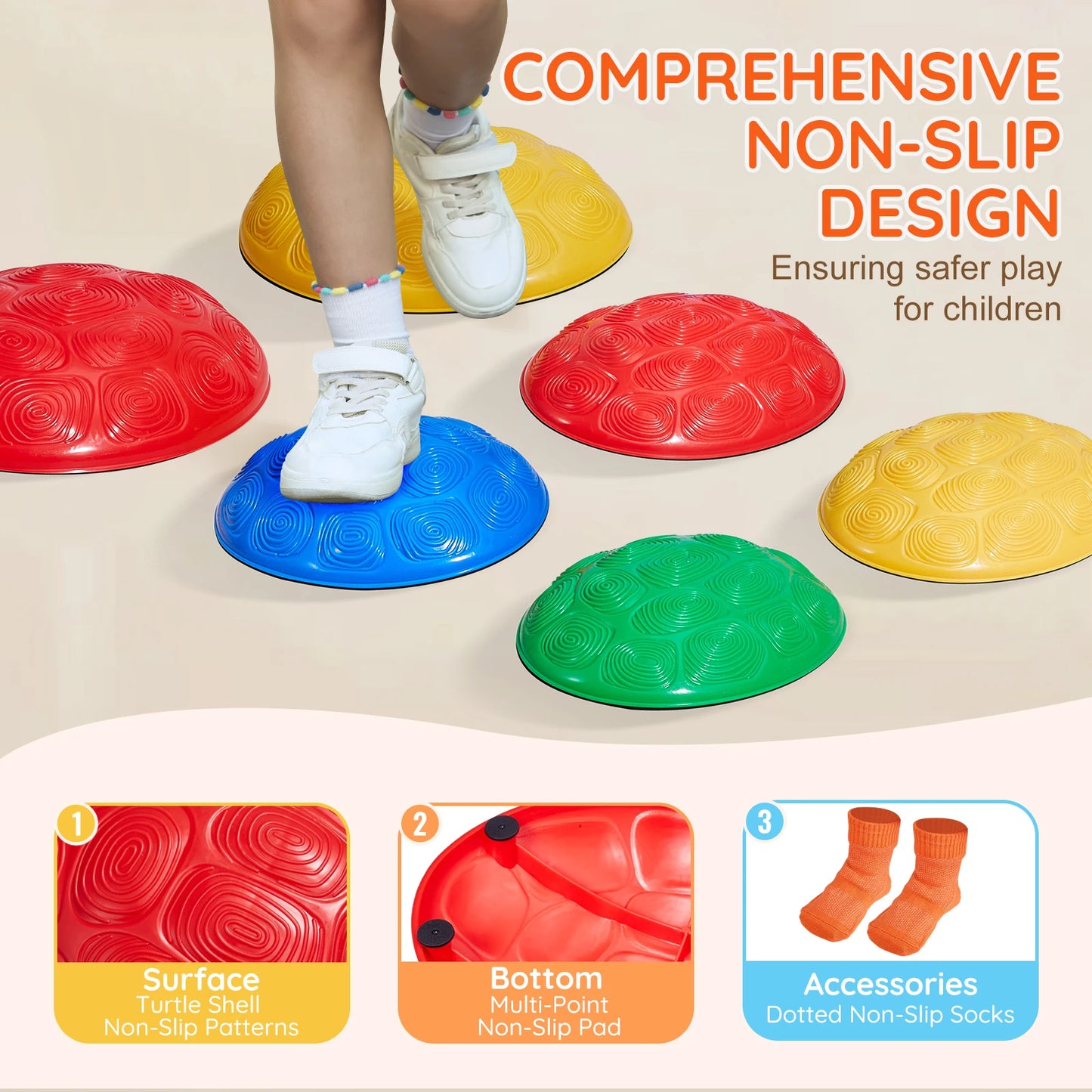 SucceBuy Turtle Balance Stepping Stones 6 Pack For Kids