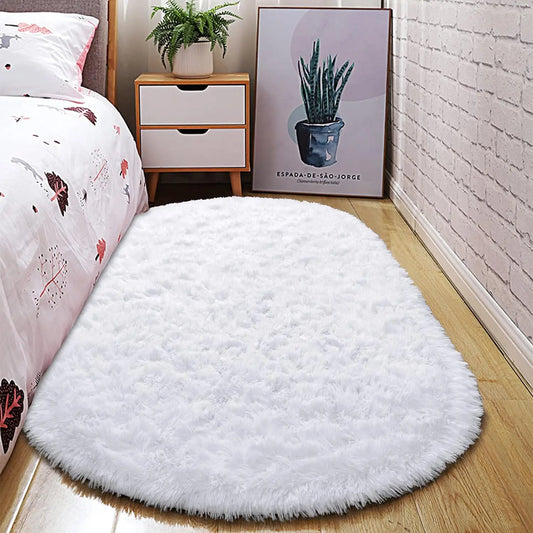 Oval Fluffy Ultra Soft Area Rug Bedroom Kids Room 2.6x5.3ft