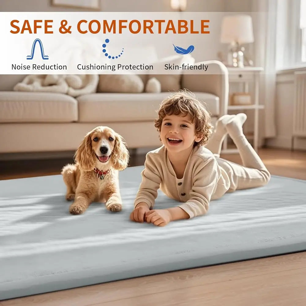 Baby Memory Foam Play Mat 1.3 Inch Thick Velvet Rug Non Slip
