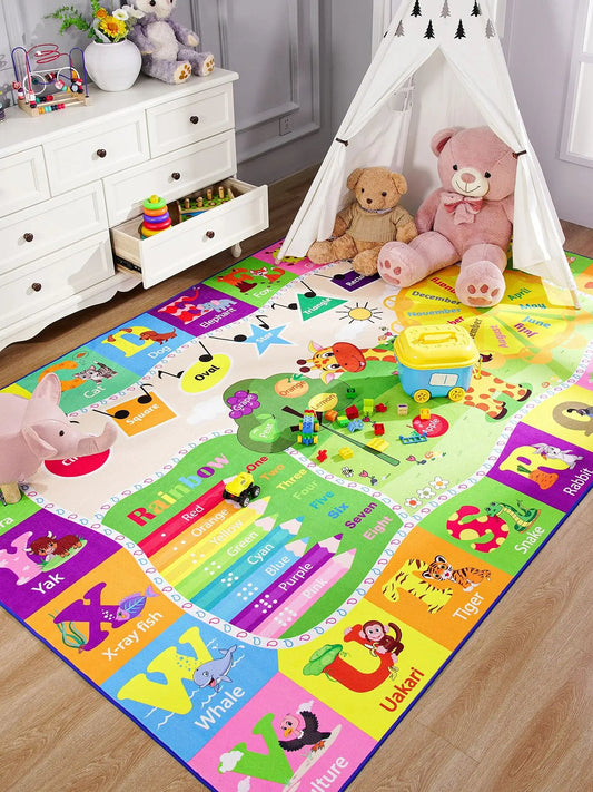 Large Children's Play Mat Giraffe Animal Carpet for Boys Kindergarten Bedroom Decorative Letters Carpet