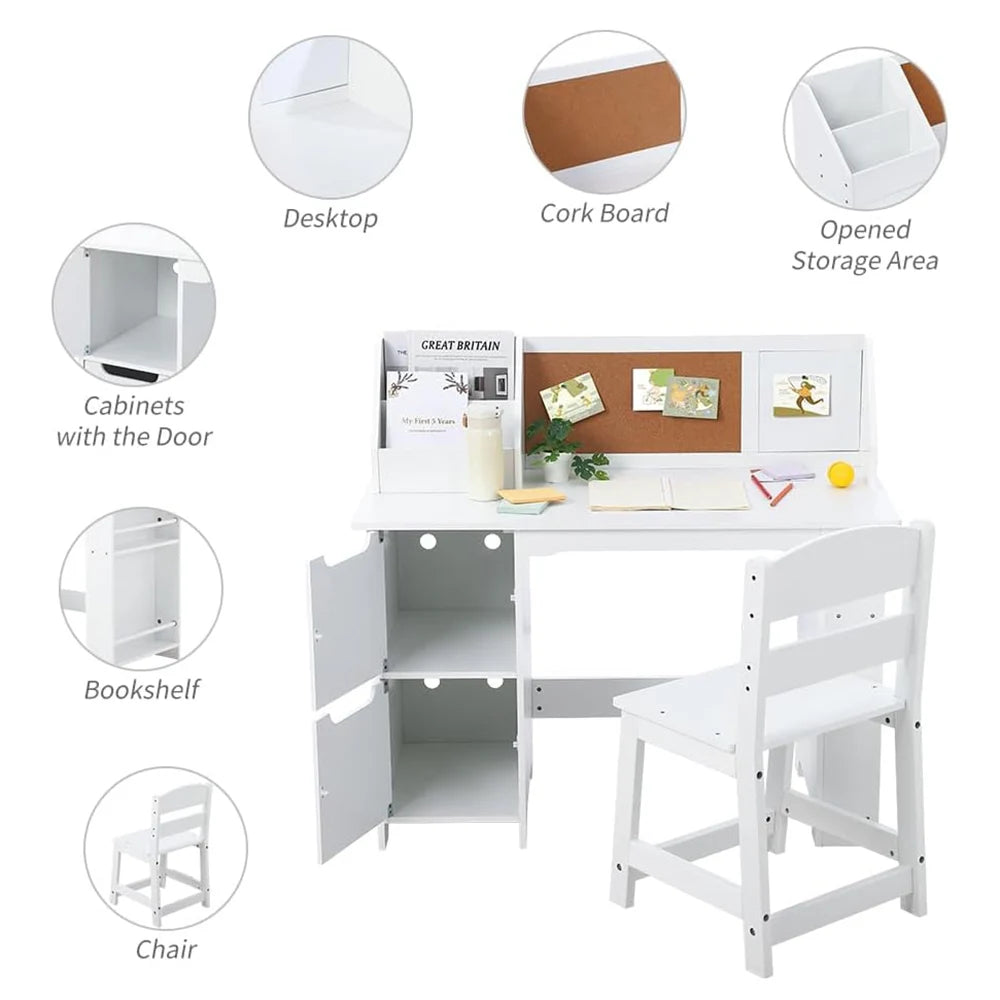 Kids Study Desk and Chair Set with Storage Ages 3 to 8