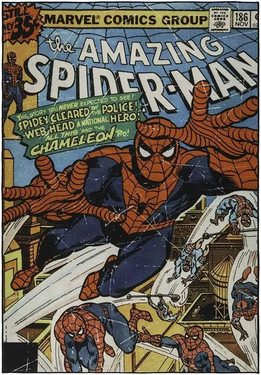 Marvel Spiderman Indoor Area Rug 4x6 Non Slip For Kids