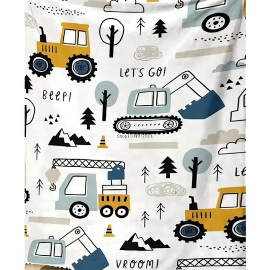 Cartoon Excavator Blanket For All Seasons Travel Essential