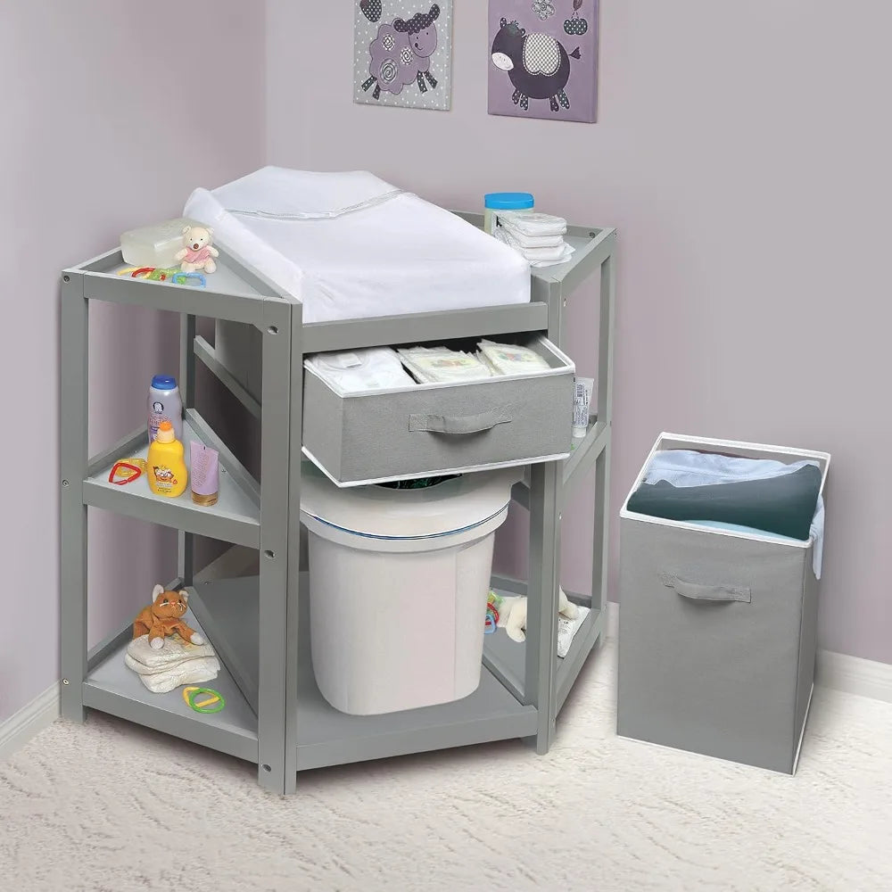 Corner Baby Changing Table Space Saving Diaper Station Pad