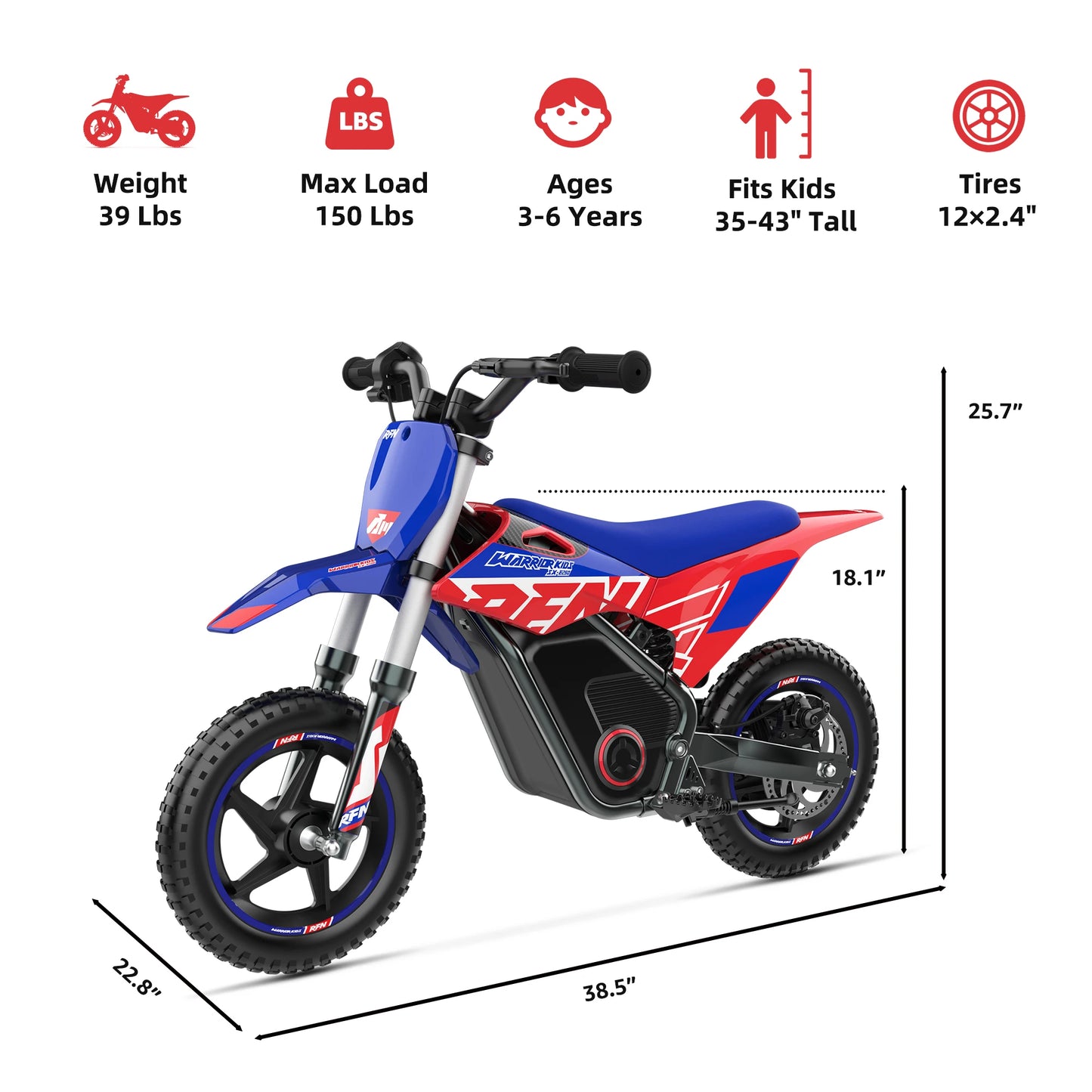 RFN Warrior Kids E500 Electric Dirt Bike 36V 400W Off Road