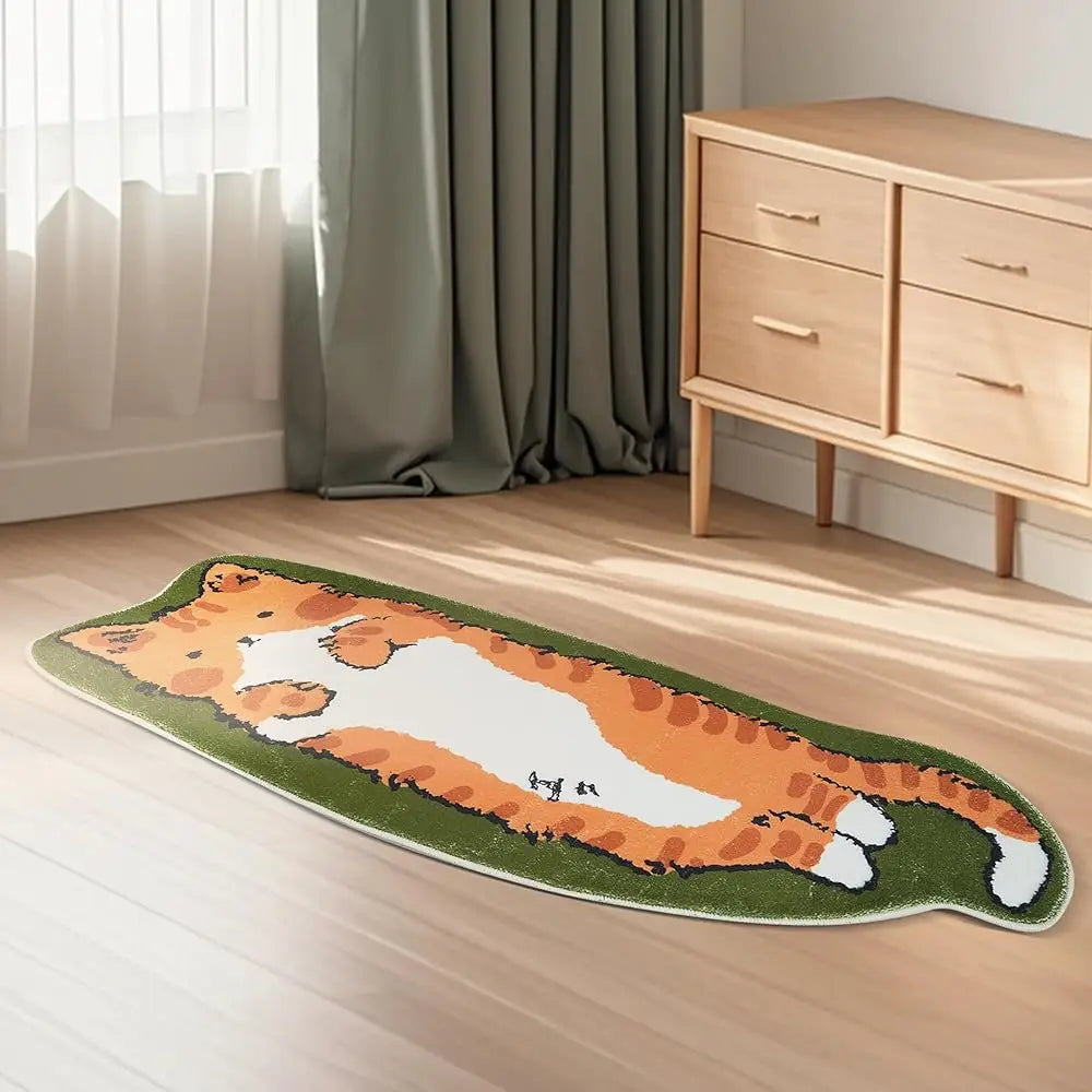 Washable Cat Rug 1.3 By 3.9 Ft Irregular Cartoon Rug Bedroom