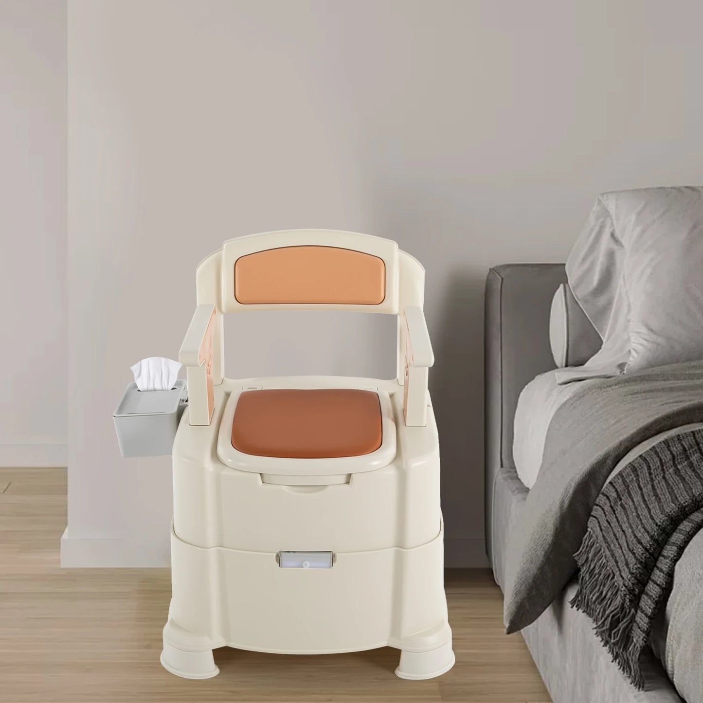 Toilet With Sensor Night Light Portable Bedside Commode Maximum Load 200kg