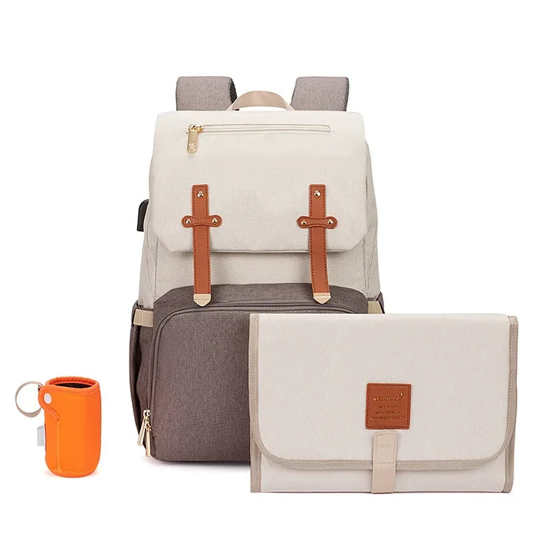 2022 Fashion New Baby Diaper Bag Backpack Multifunctional Organizer with Thermal Milk Bottle Bag for Moms