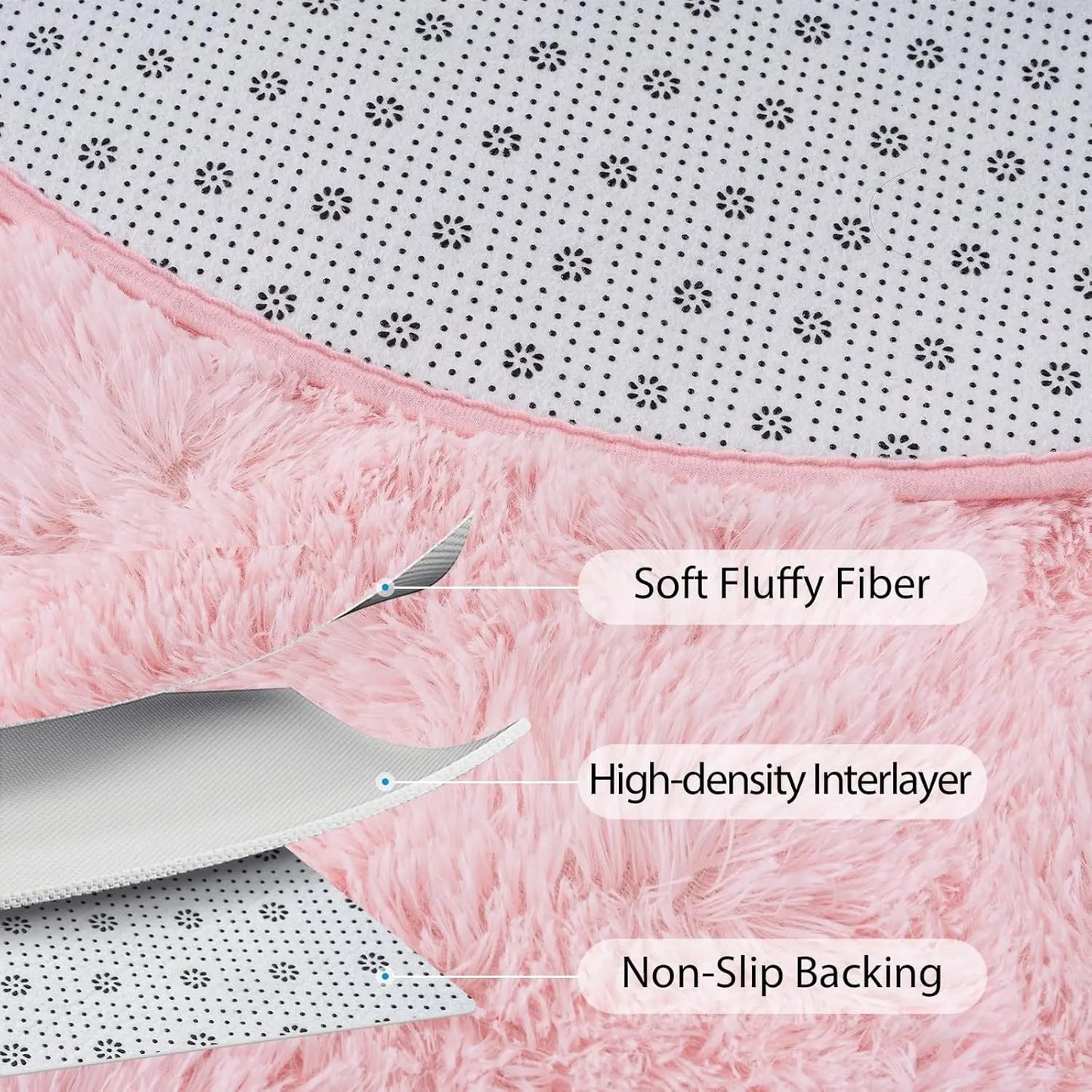 Oval Fluffy Ultra Soft Area Rug Bedroom Kids Room 2.6x5.3ft
