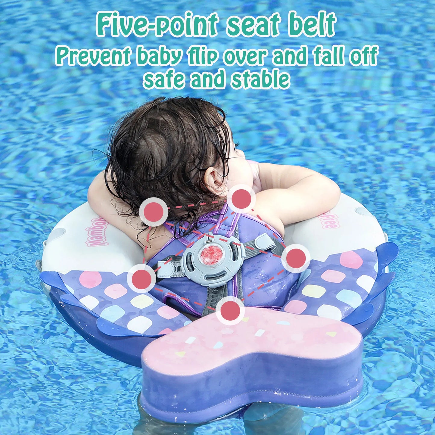 Mambobaby Float Non Inflatable Swimming Floats with Canopy Tail Waist Swim Chest Floater for Kids Aged 3 to 6 Years