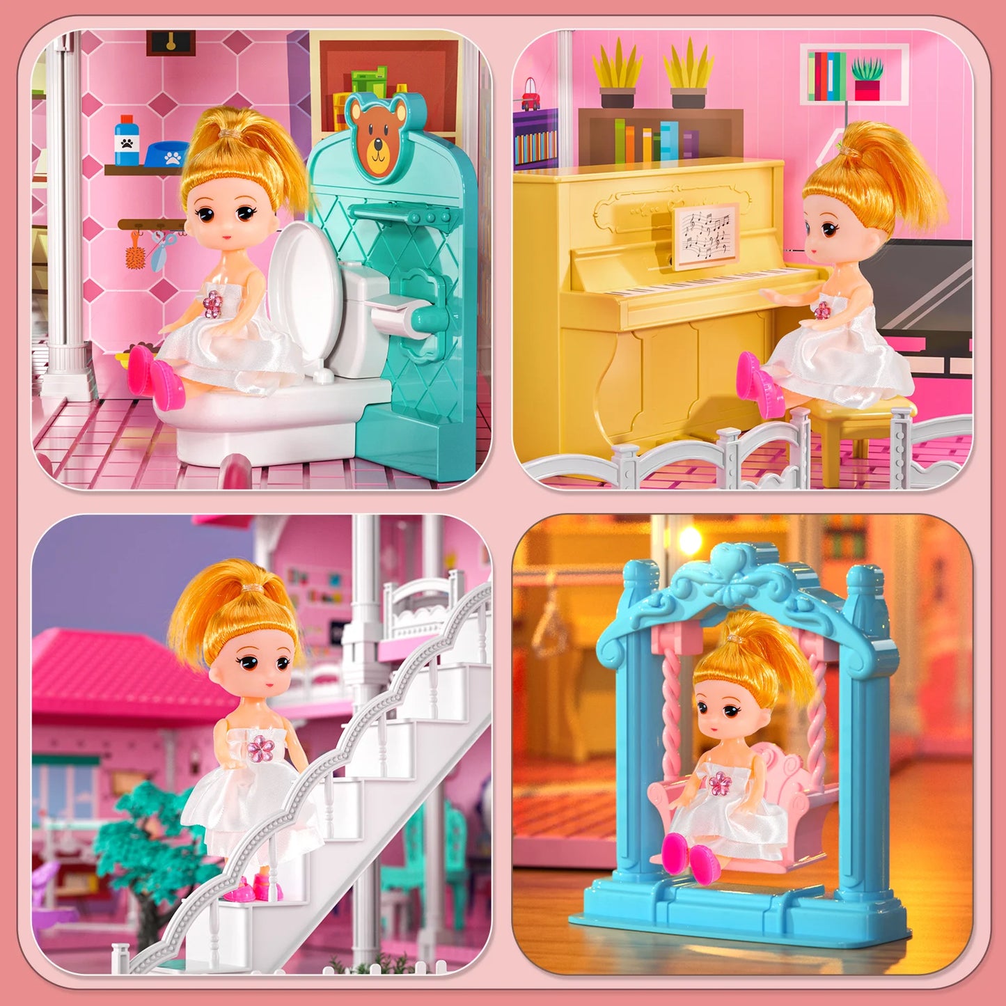 Pretend Play Villa Doll House for Kids Ages 3 to 8 with 12 Rooms 2 Dolls and Accessories Ideal Birthday Gift for Girls