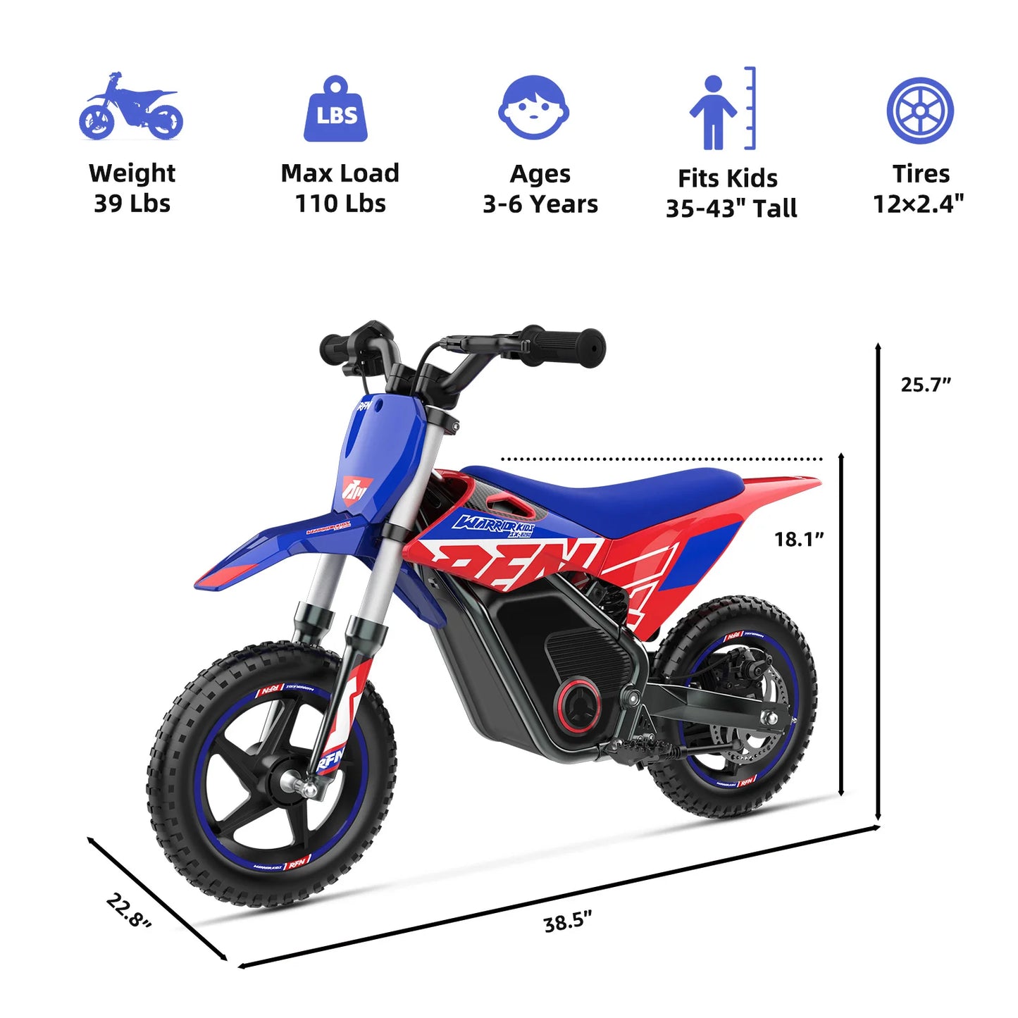 RFN Warrior Kids E500 Electric Dirt Bike 36V 400W Off Road