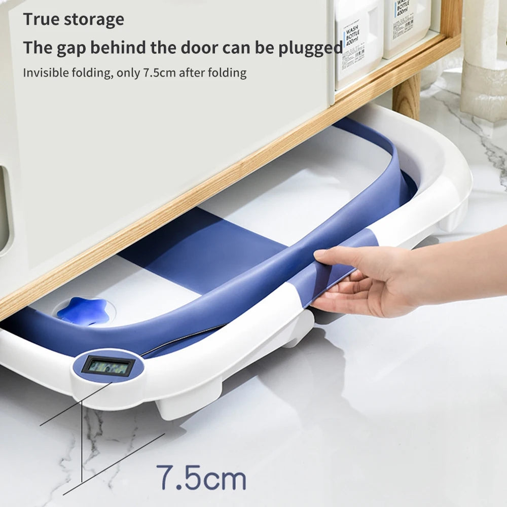 Portable Collapsible Baby Bathtub for Newborn to Toddler Durable Infant Bath Tub with Soft Cushion