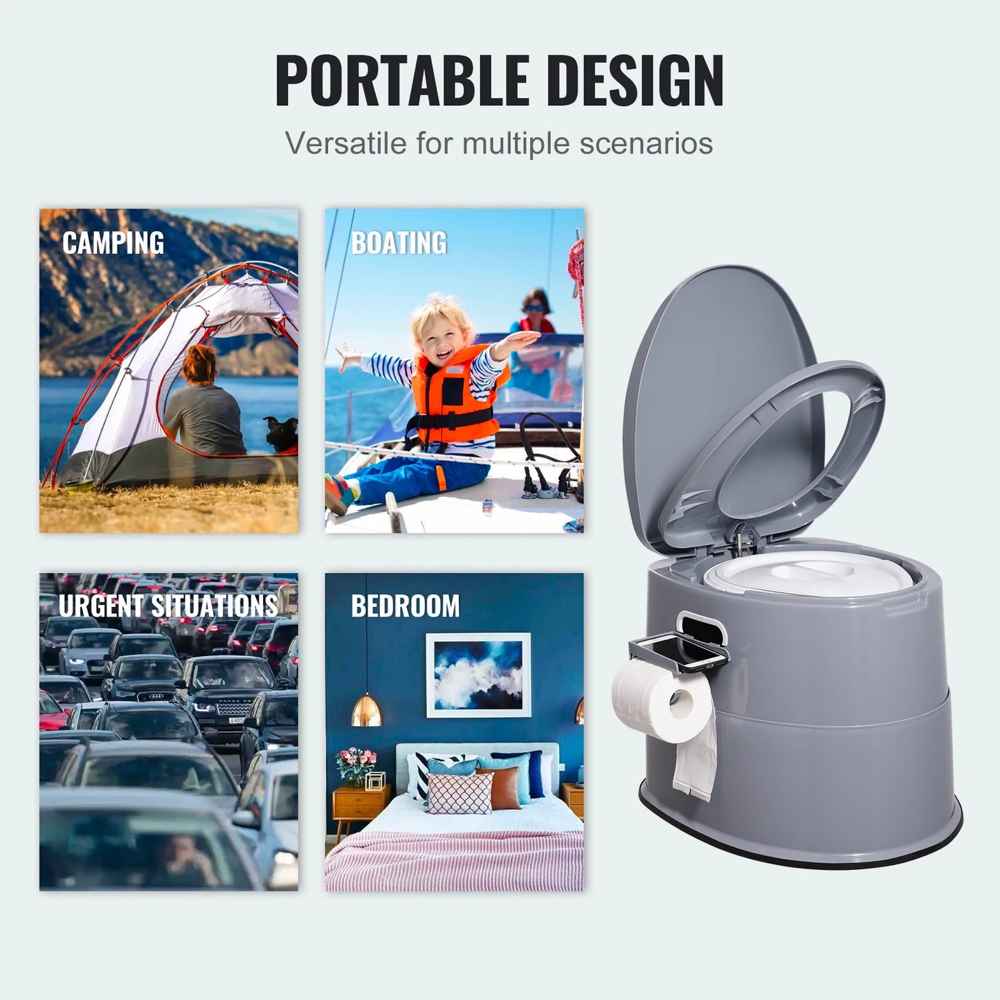 VEVOR Portable Toilet for Camping Porta Potty with 1.3G Detachable Inner Bucket Travel Toilet for Outdoor Adventures