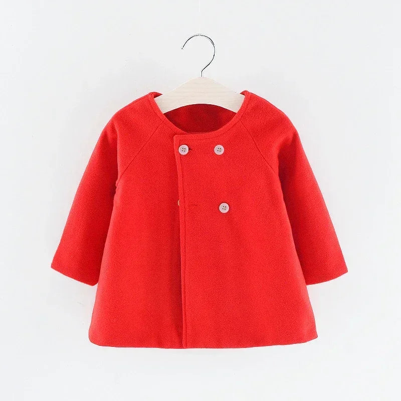Korean Style Solid Color Girls Coat Long Sleeve Warm Autumn Winter Outerwear