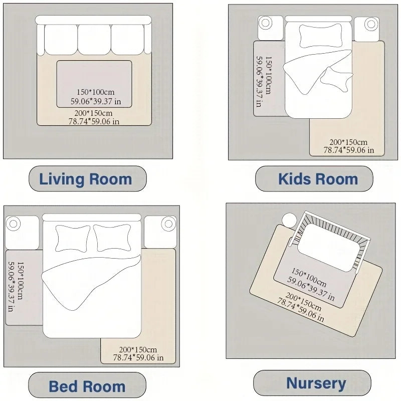 3cm Thick Memory Foam Playpen Carpet With Non Slip Bottom