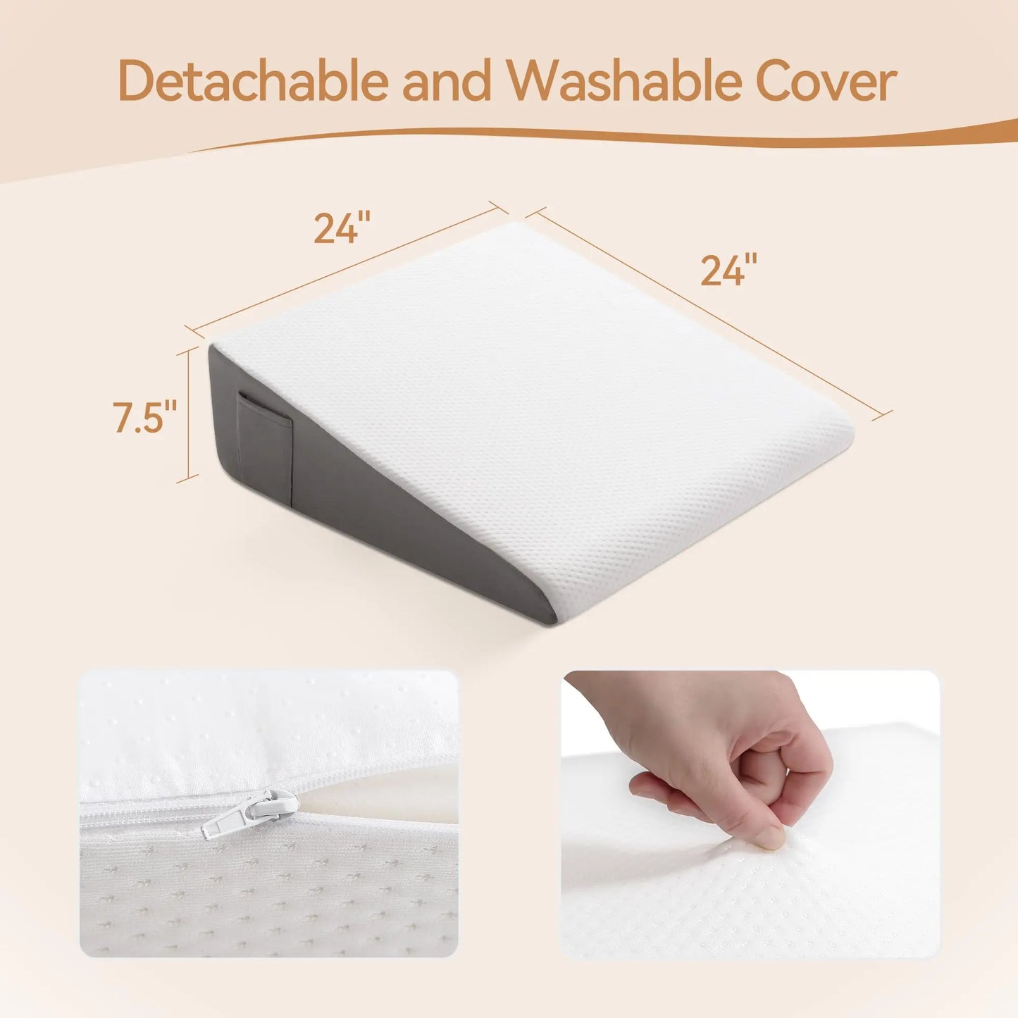 Hcore Memory Foam Bed Wedge Pillow Jacquard Cover Reflux