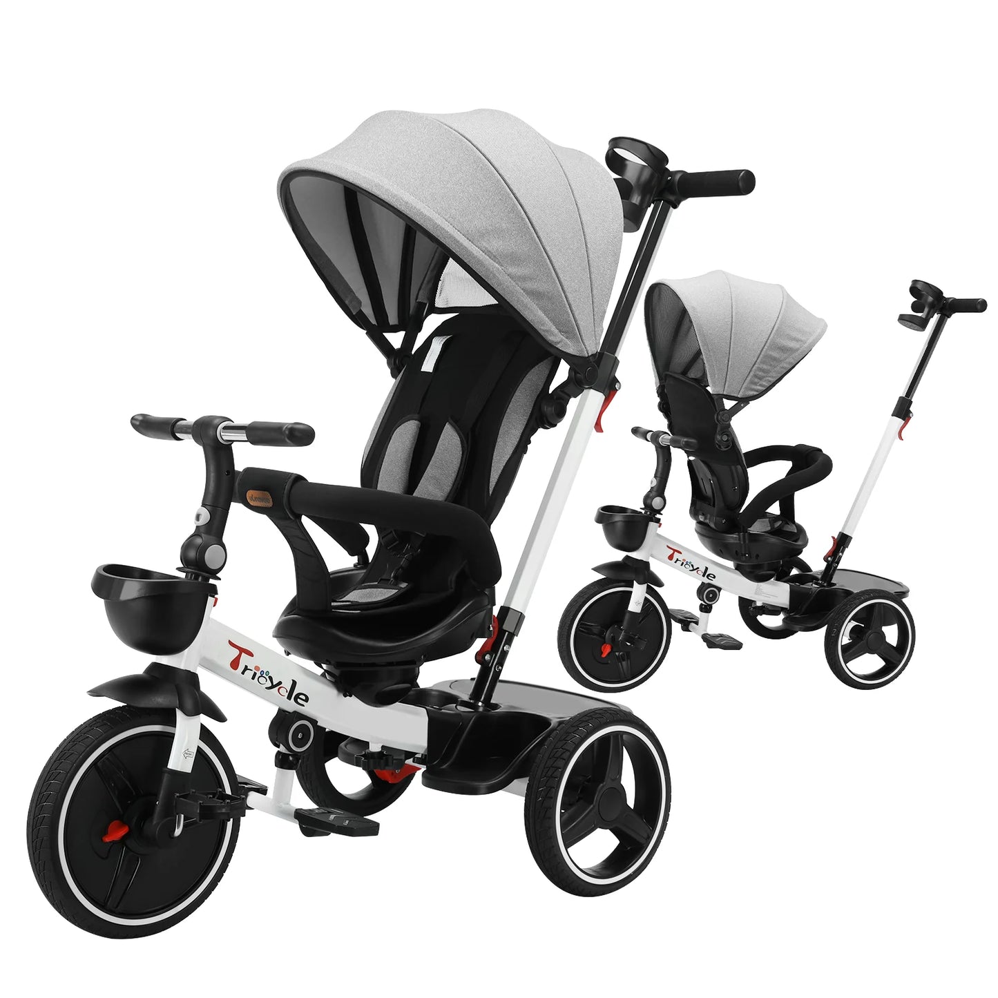Baby Stroller Tricycle Ride Bike 5 In 1 Adjustable Canopy