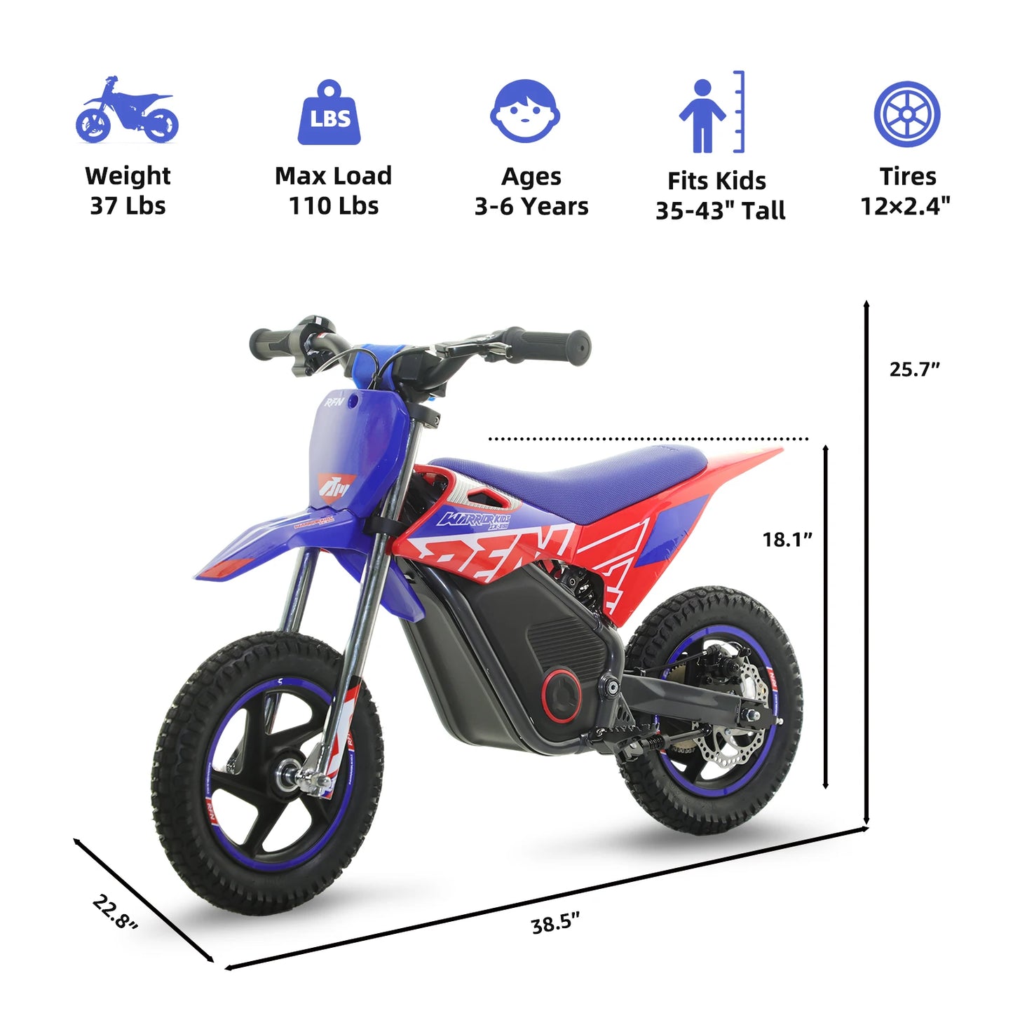 RFN Warrior Kids E500 Electric Dirt Bike 36V 400W Off Road