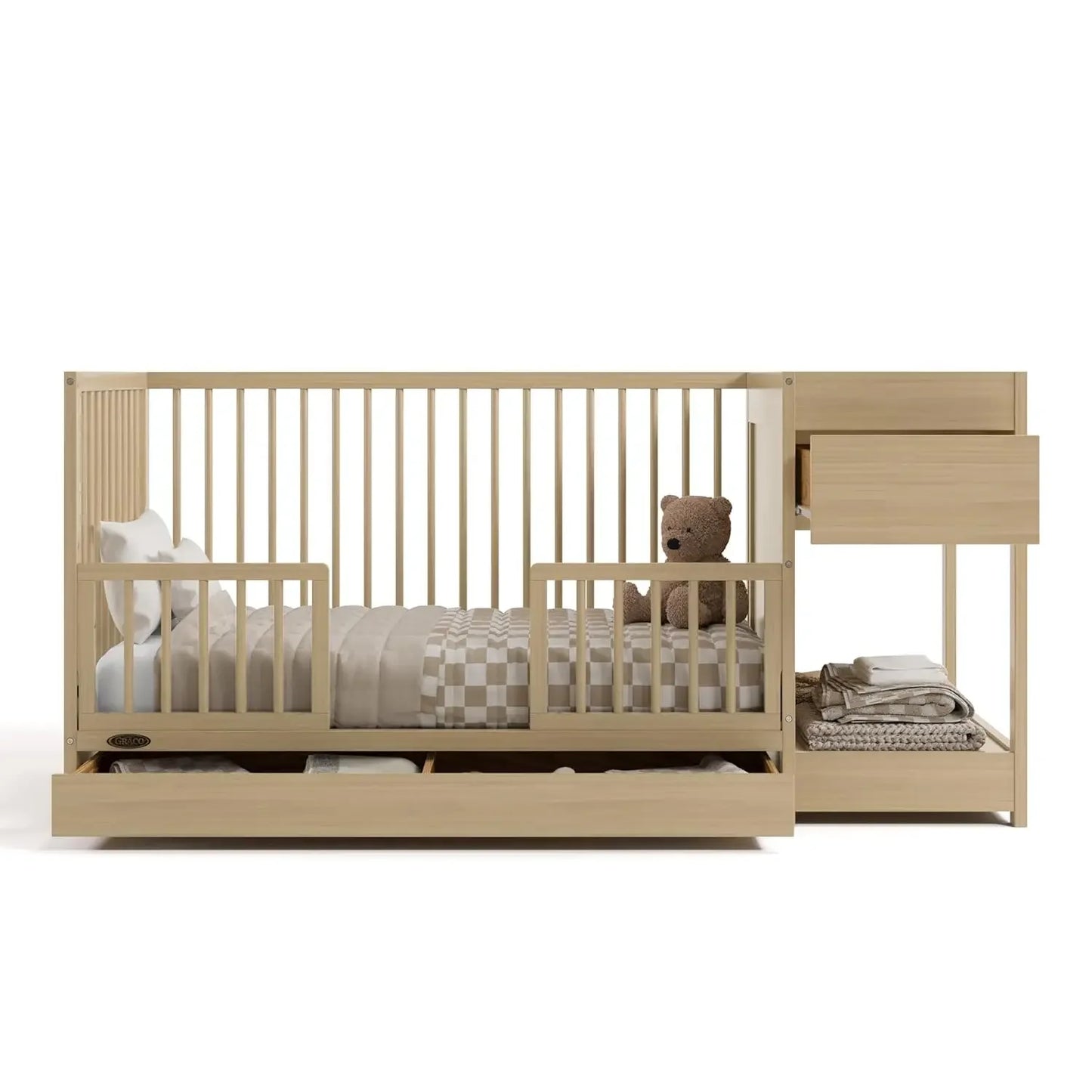 Teddi 5 In 1 Convertible Crib Changer With Drawer Driftwood