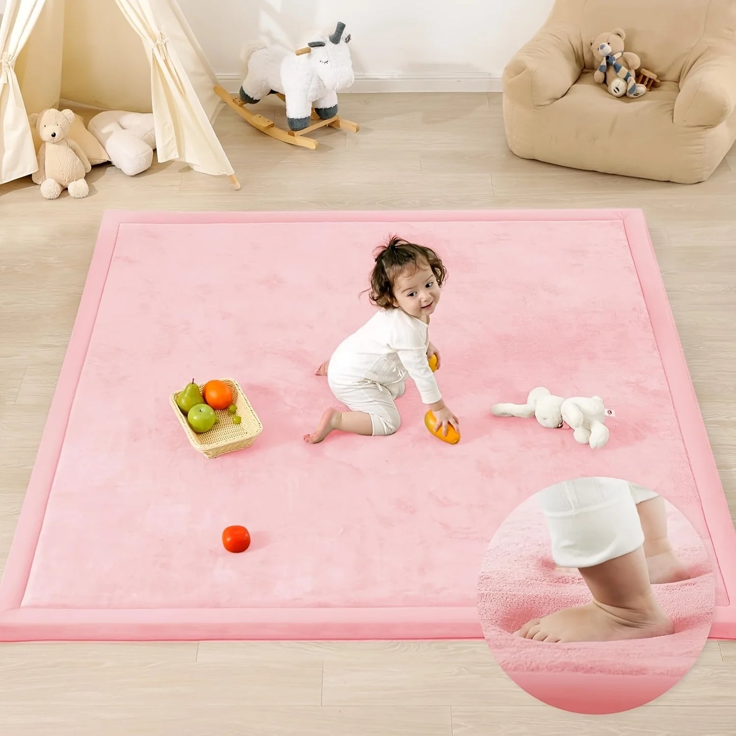 3cm Thick Memory Foam Playpen Carpet With Non Slip Bottom