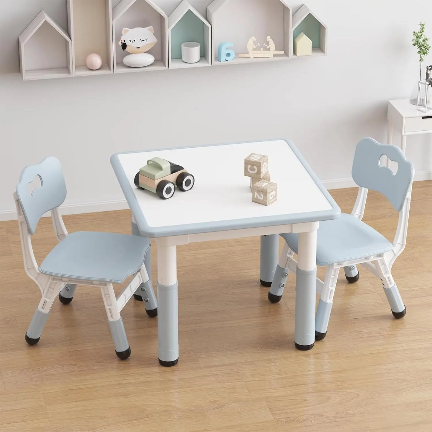 Kids Table And 2 Chairs Set With Graffiti Desktop Adjustable