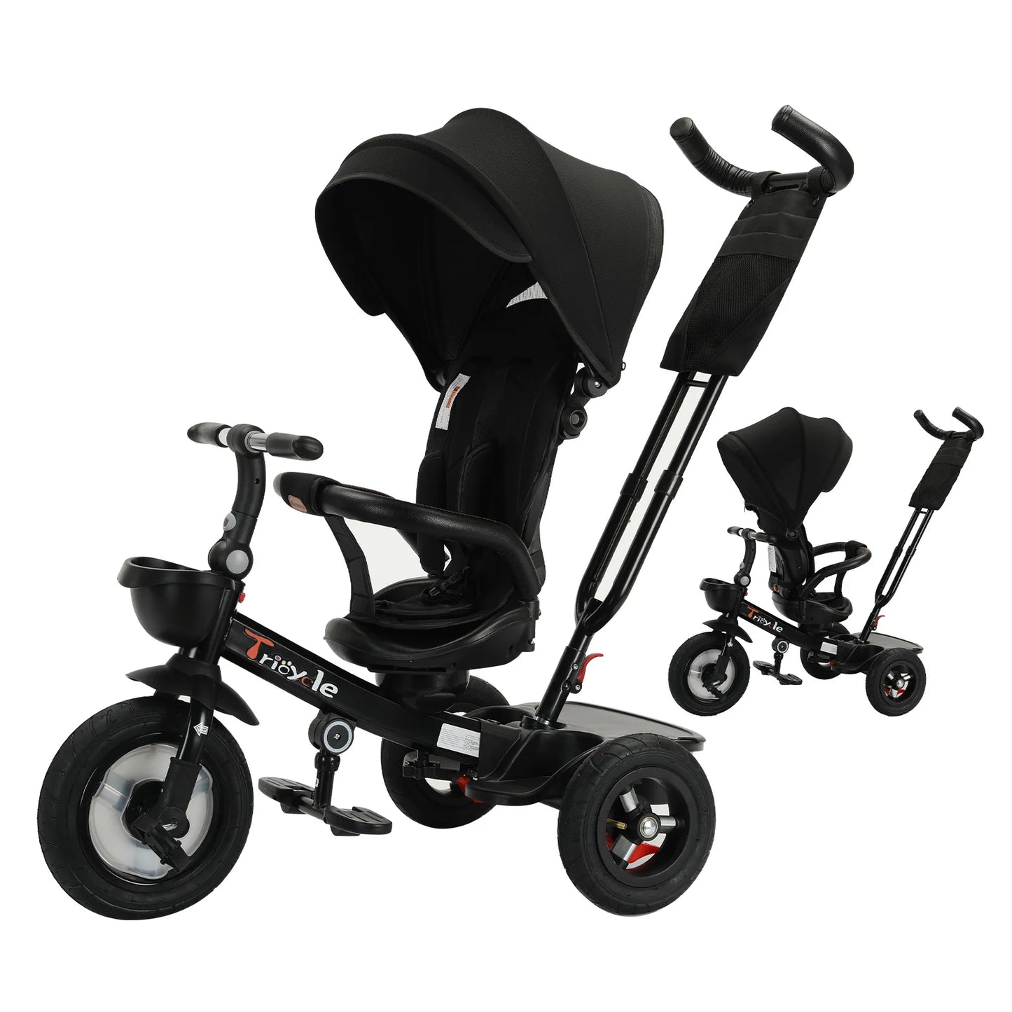 Baby Stroller Tricycle Ride Bike 5 In 1 Adjustable Canopy