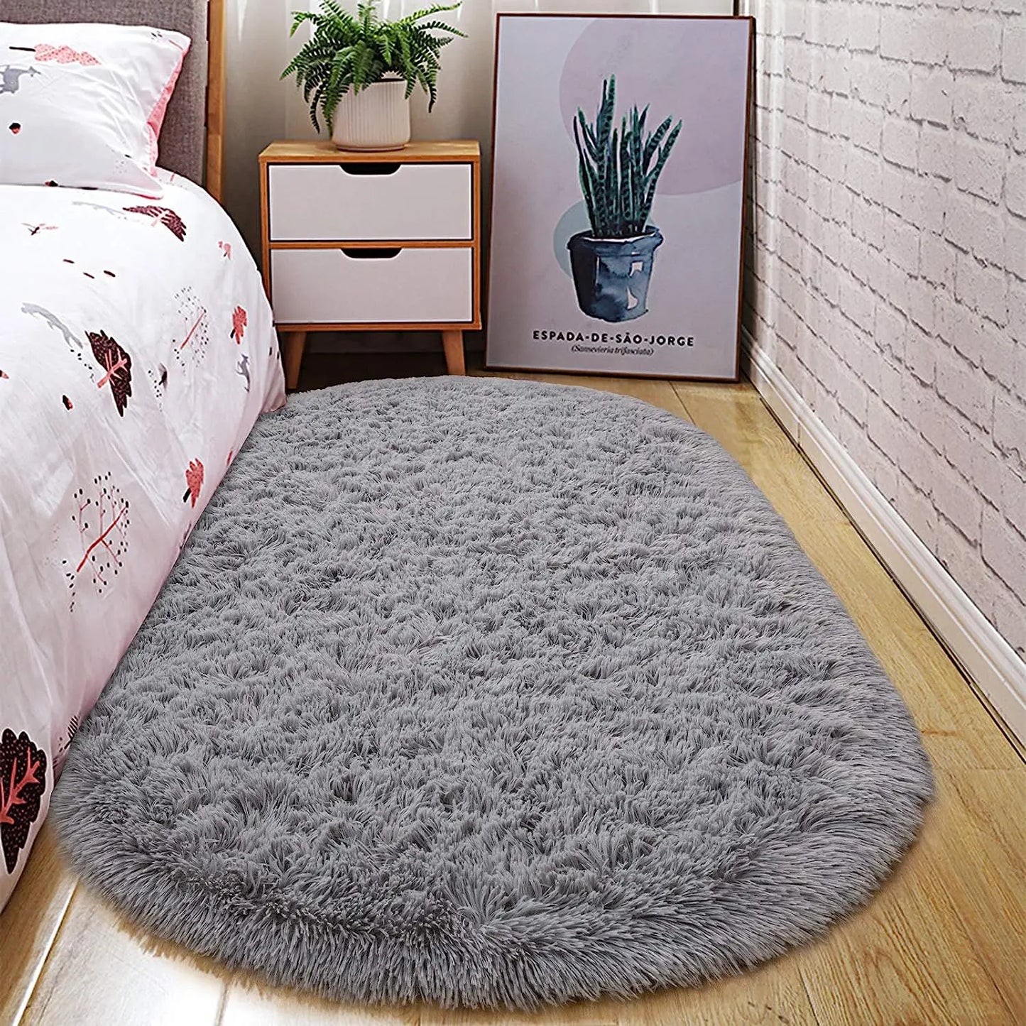 Oval Fluffy Ultra Soft Area Rug Bedroom Kids Room 2.6x5.3ft