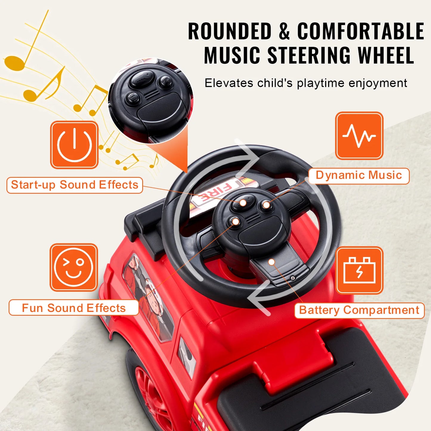 VEVOR Ride On Push Car for Kids with Music Steering Wheel and Under Seat Storage for Toddlers Ages 1 to 3