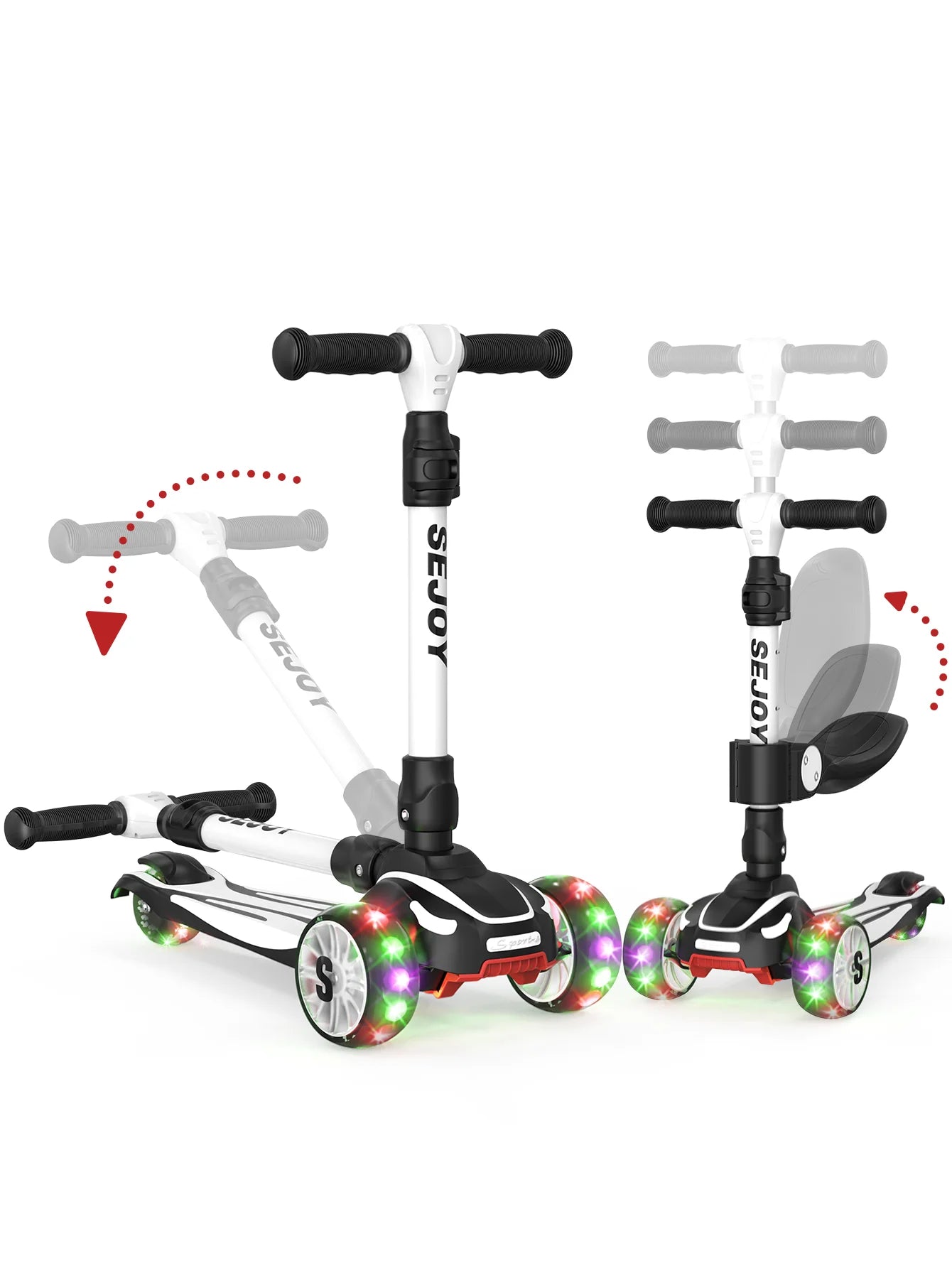 Sejoy Kid Kick Scooter Three Wheel Lightweight Children's Foot Scooter with LED Flashing Features Height Adjustable Design