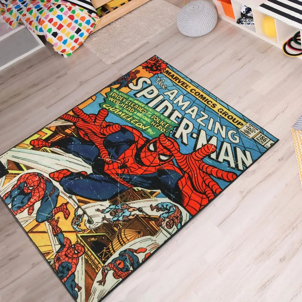 Marvel Spiderman Indoor Area Rug 4x6 Non Slip For Kids