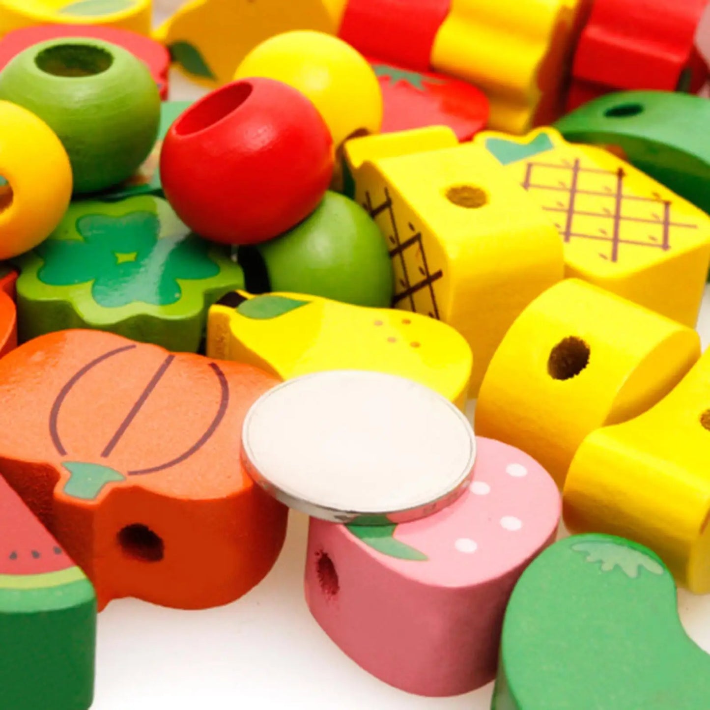 Wooden Stringing Beads And Lacing Toys For Preschoolers