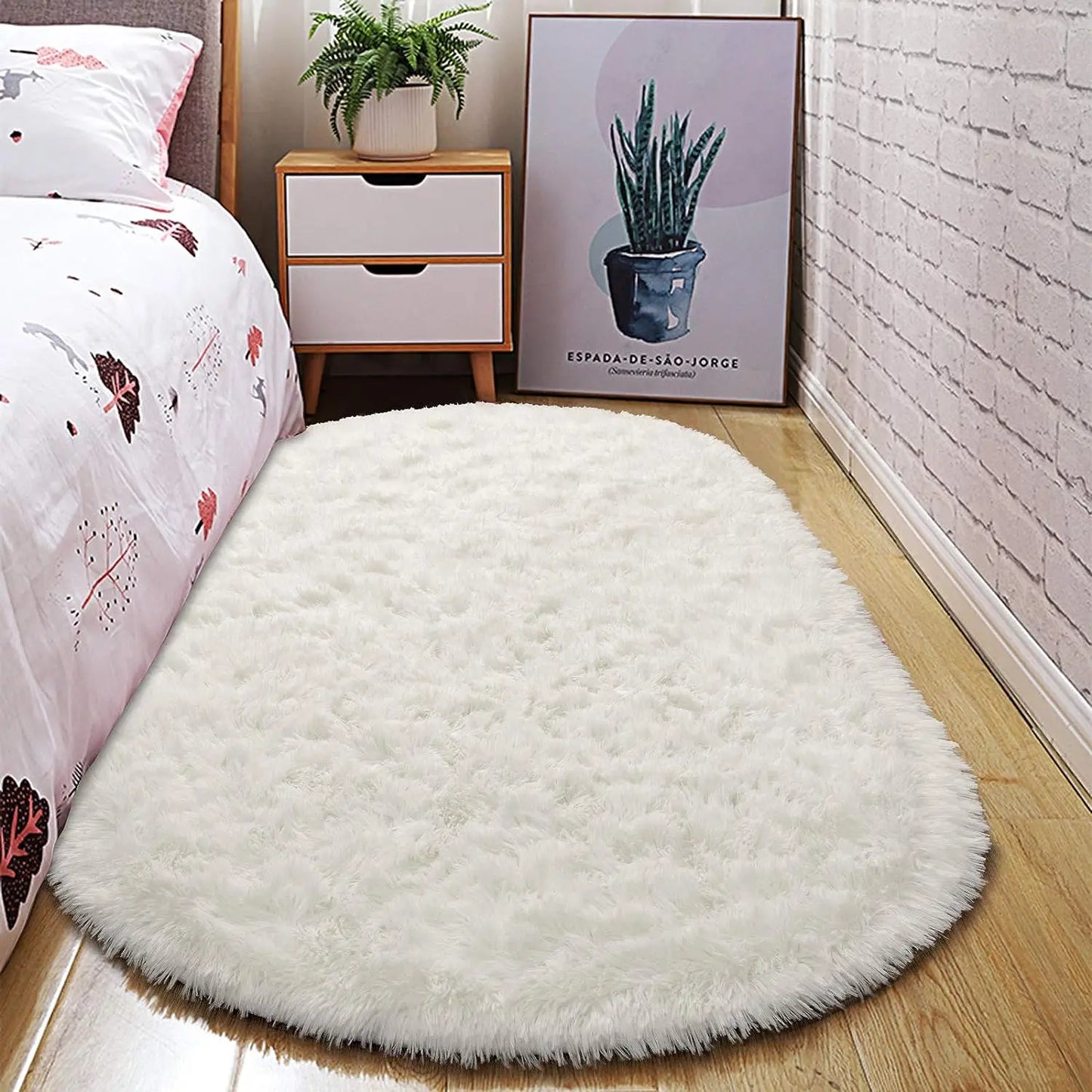 Oval Fluffy Ultra Soft Area Rug Bedroom Kids Room 2.6x5.3ft