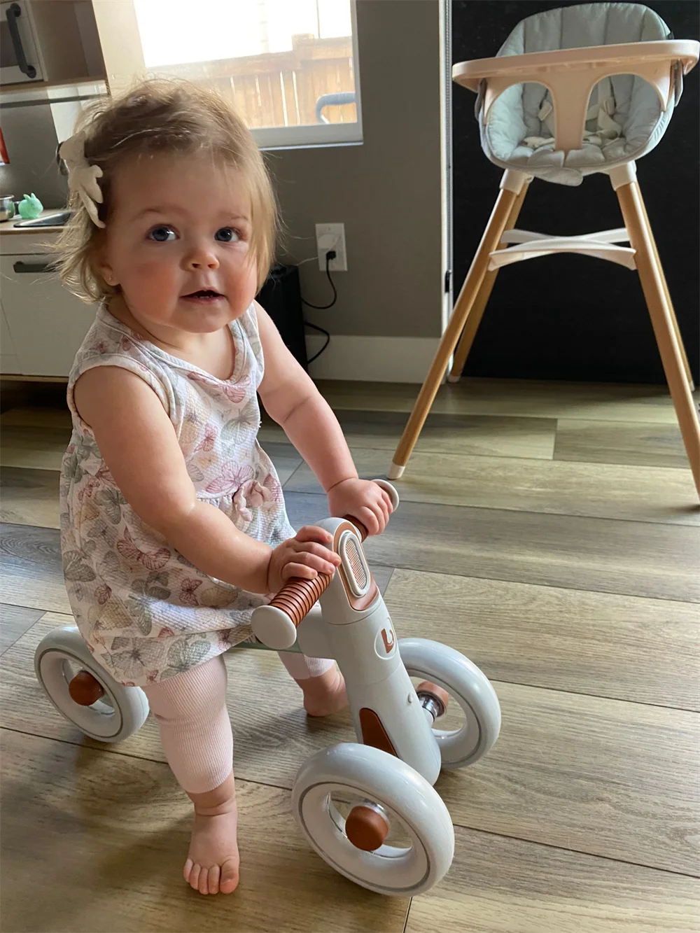 Ubravoo Baby Slide Balance Bike for 12 to 24 Months with 3 Mode Headlight and 4 Transparent Silence Wheels Riding Toys Birthday Gifts