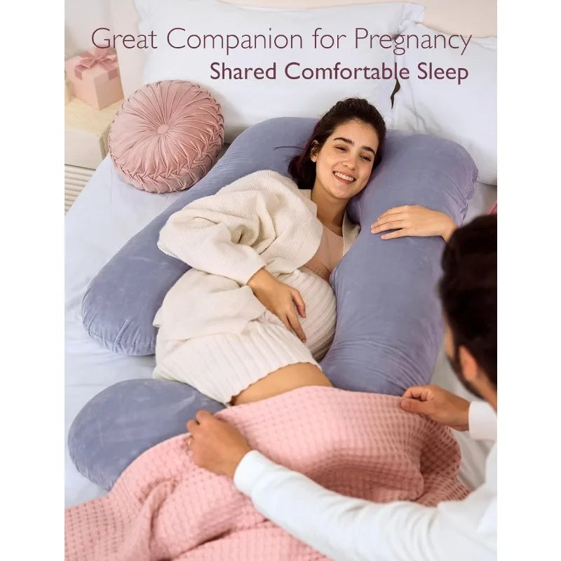 Pregnancy Pillows for Sleeping U Shaped Full Body Maternity Pillow with Removable Cover Support for Back Legs Belly and Hips for Pregnant Women