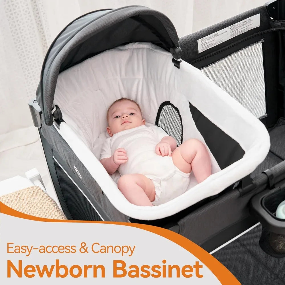 4 in 1 Baby Playard Bassinet Changing Table Portable Crib