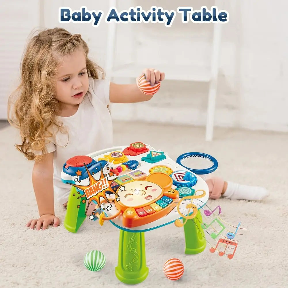 VATOS Baby Walker 5 in 1 Sit to Stand Learning Scooter Balance Bike Push Walker Table Toys for Toddlers and Infants with Music